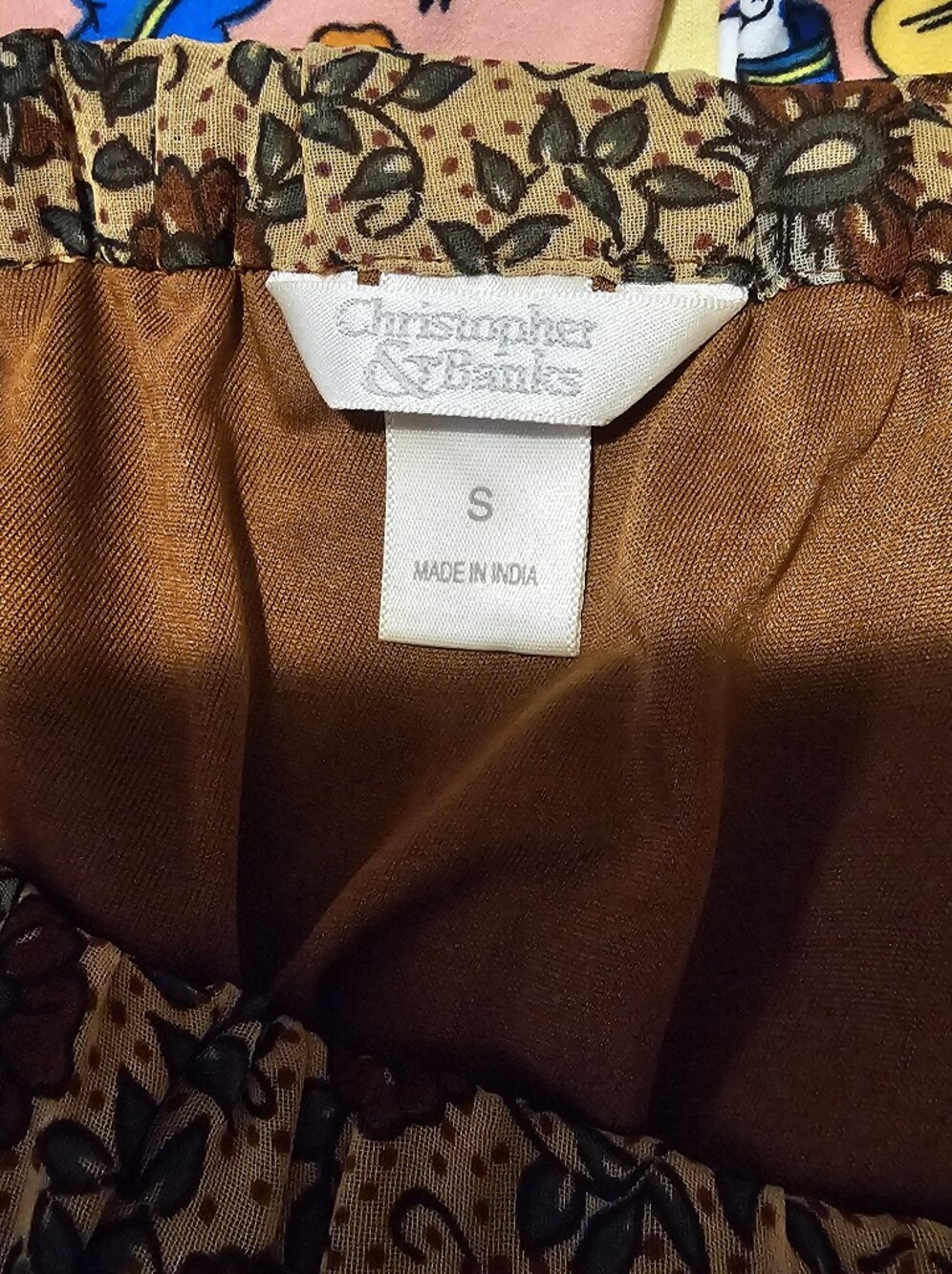 Christopher & Banks Burgundy and Olive Floral Maxi Skirt Sz S - Picture 3 of 4